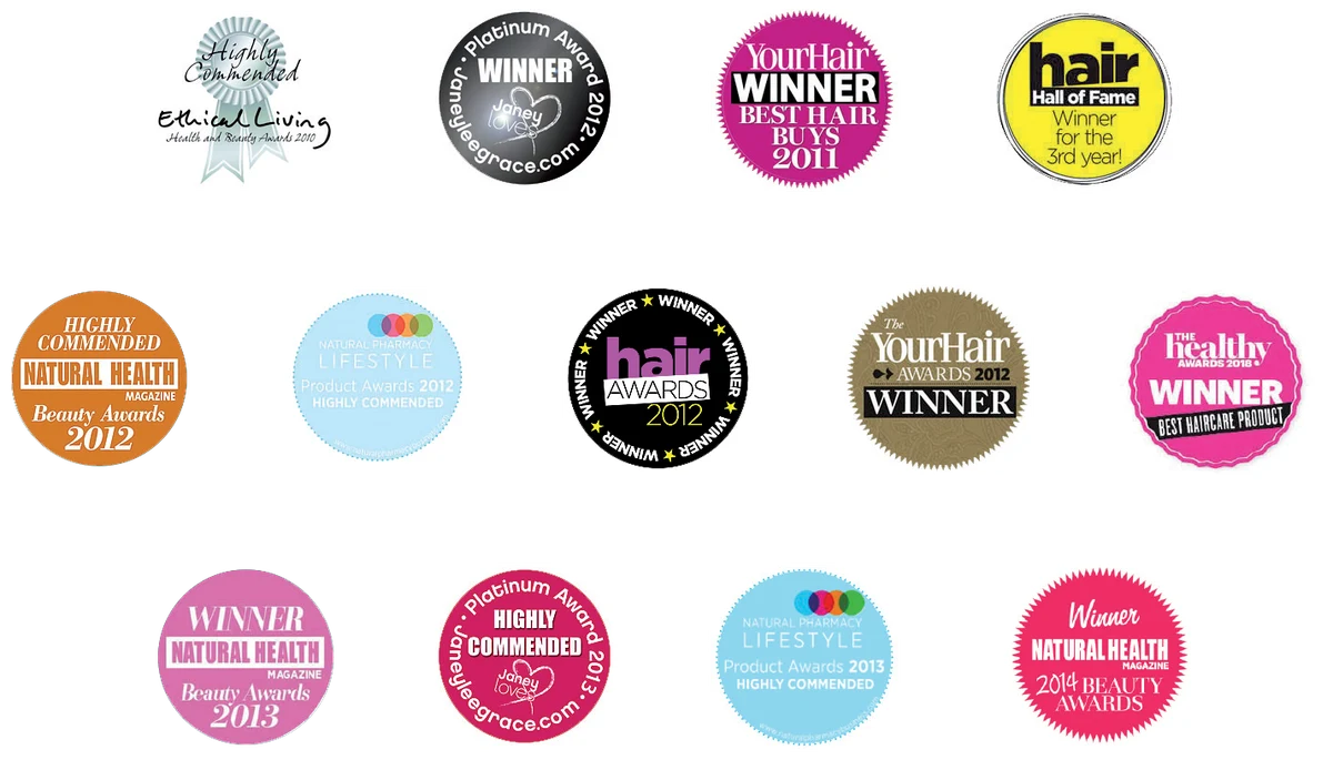 Βραβεία και διακρίσεις Naturtint: Janey Loves Platinum Award, Beauty Shortlist Awards, Top Santé, The Healthy Awards, Hair Awards, Your Hair Best Hair Buys, Hair Hall of Fame, Natural Health Magazine Beauty Awards, Natural Pharmacy Lifestyle, Ethical Living Awards